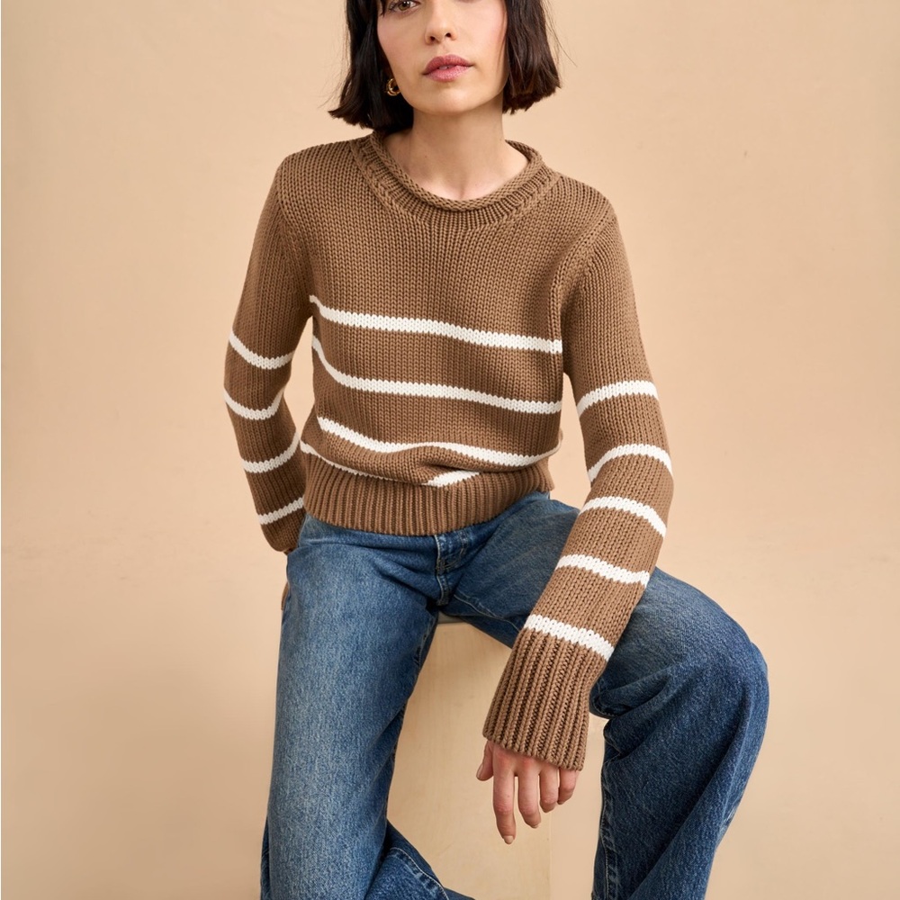 La Ligne Mini Marina Striped Brown and White Women's Sweater